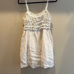 American Eagle Outfitters White Smocked Mini Dress